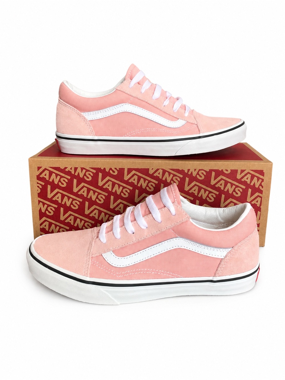 Vans Powder Pink and White Old Skool Low-Top Sneakers Junior 6 Women’s 7.5 NEW